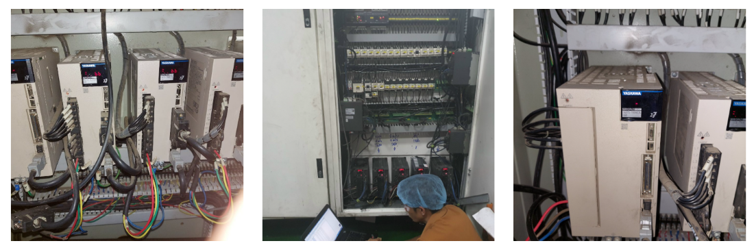 nhân viên catec đang thay encoder cho servo yaskawa