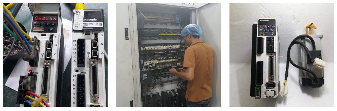 nhân viên catec đang sửa motor servo panasonic