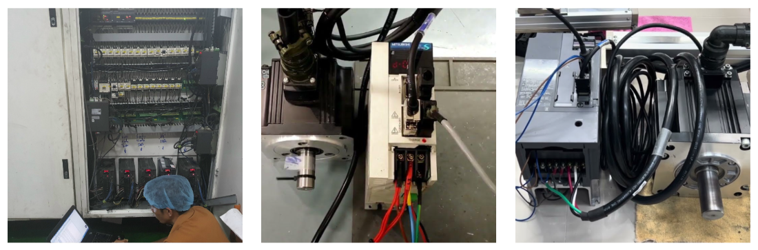 nhân viên catec đang sửa motor servo mitsubishi